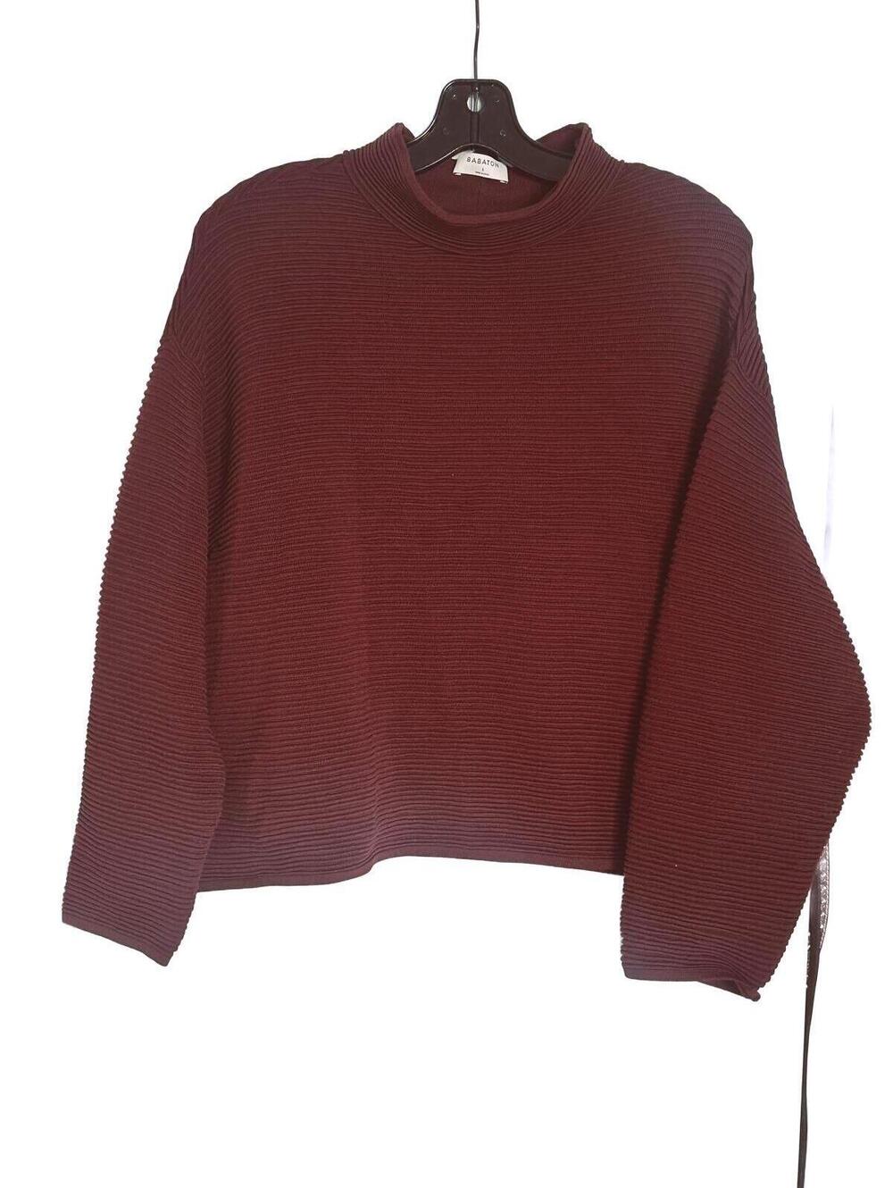 Babaton Aritzia Ribbed Mock Neck Sweater Burgundy - Size L